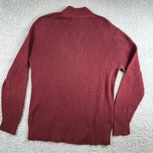 Tommy Bahama Sweater Mens XL Dark Maroon Quarter Zip Long Sleeve - Picture 2 of 9